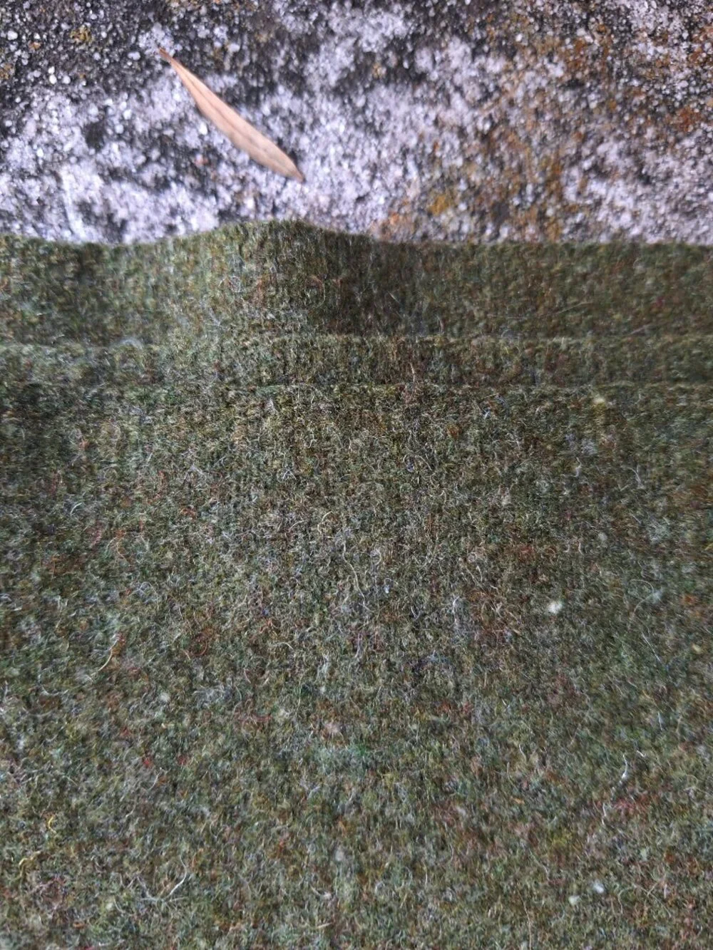 Vintage Wool Blanket Tweedy Army Green Lodge Cabin Cottage